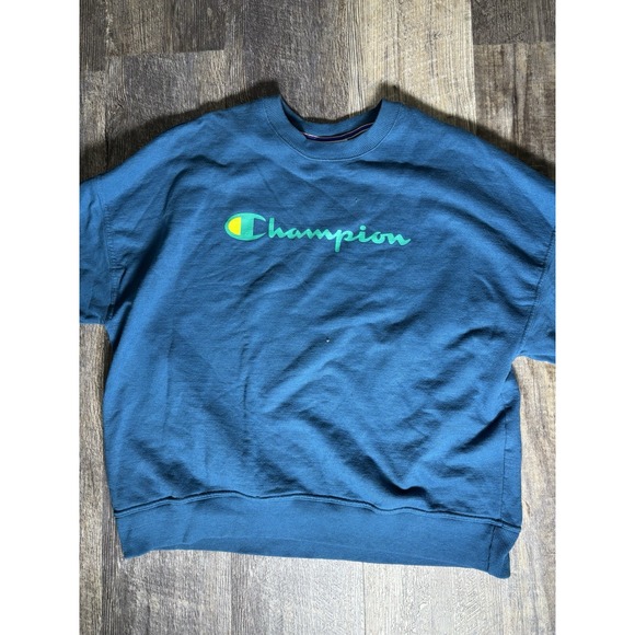 Champion Authentic Activewear Vintage Teal Mens XL Saeatshirt - Picture 2 of 8